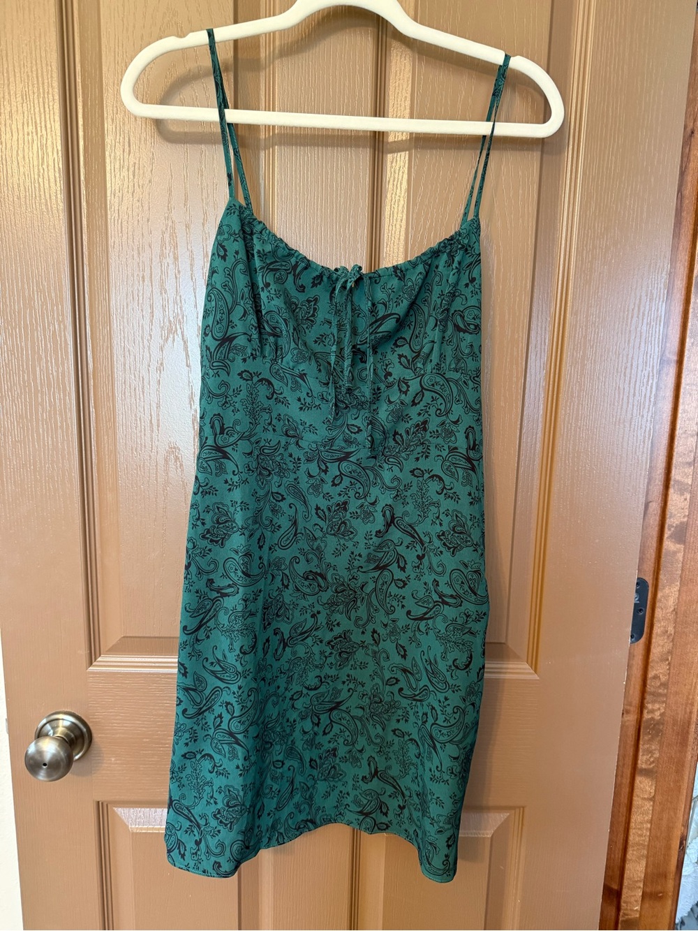 Green Paisley Slip Dress with Spaghetti Straps